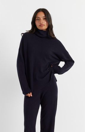 Chinti and Parker Relaxed Roll Neck Wool & Cashmere Sweater in Navy at Nordstrom, Size X-Small