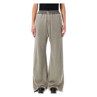 Rick Owens Wide Trousers, female, Gray, XS, Grey Melange Wide-leg Pusher Trousers