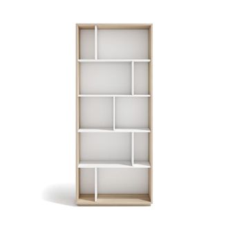 HERDASA Estanter&iacute;a librer&iacute;a en melamina nogal claro y blanco 191x80x32 cm