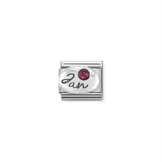 Nomination Unisex Birth Stones Links Bracelet In January Garnet Silver