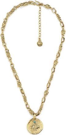 Goossens Talisman Taurus medal necklace - unisex - Turquoise/24kt Gold Plated Brass - One Size
