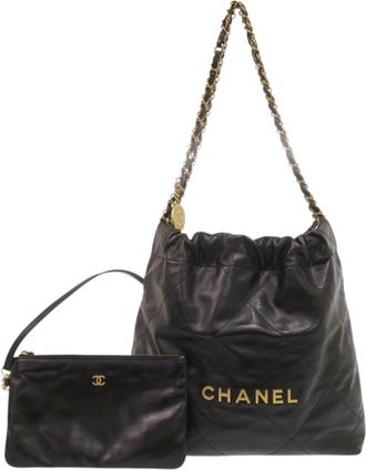 Chanel Black Leather Tote Bag (Pre-Owned)