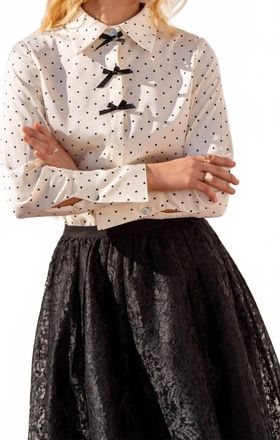 Choklate Paris Lea Polka Dot & Bows Shirt In Ecru Black