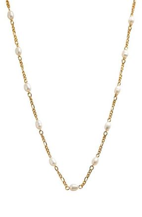 Argento Vivo Freshwater Pearl Figaro Chain Necklace in Gold/pearl at Nordstrom