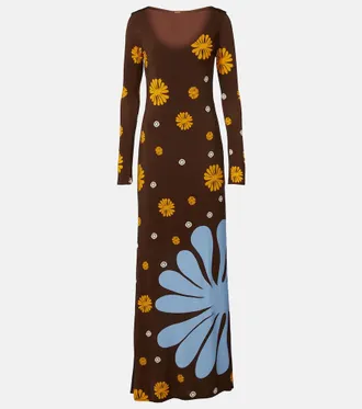 Cala de la Cruz Rocco floral jersey maxi dress