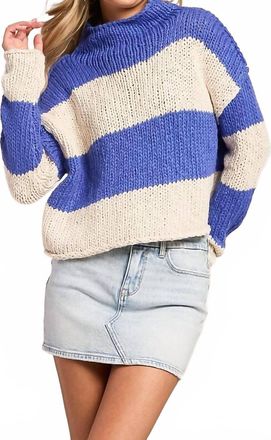 Free People Opal Rugby Striped Sweater In Rugby Cobalt Combo