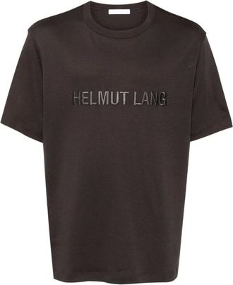 Helmut Lang T-Shirts, male, Black, M, Embroidered Logo Crew Neck T-shirt