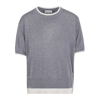 Semicouture Round-neck Knitwear, female, Gray, Size: M Maglia Leya