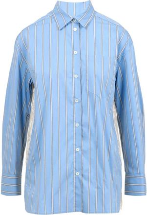 Semicouture Overhemden, Dames, Blauw, S, Katoen, Gestreepte Poplin Blouse