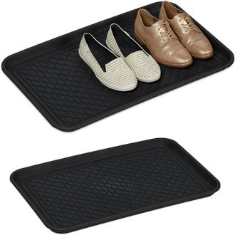 Relaxdays Relaxdays - Shoe Tray, 4x Set, Large with Profile, for Hall, Cloakroom, Car, to Prevent Dirt, HxWxD: 3 x 60 x 40 cm, Black
