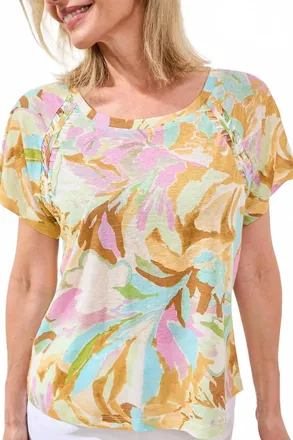 Tribal Floral Watercolor Top In Wisteria