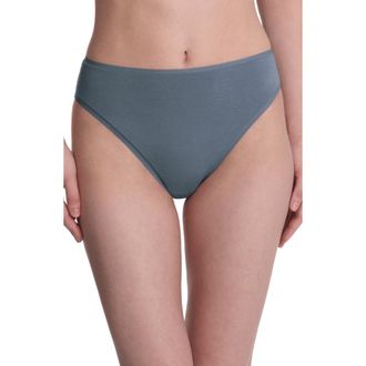 Natori Bliss Bare Cotton High Cut Brief in Country Blue at Nordstrom, Size X-Small