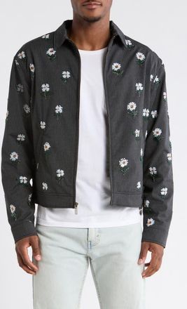 Honor The Gift Floral Sequin Pinstripe Jacket in Black at Nordstrom, Size Xx-Large