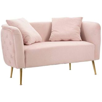 Dmora Dmora - Divano fisso 2 posti Cappa, Sof&agrave; dritto, Divanetto per salotto, Poltrona matrimoniale con contenitore, 127x74 h71 cm, Rosa