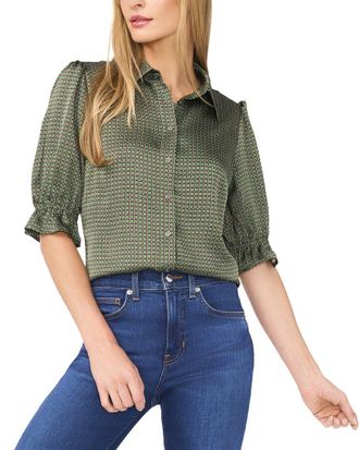 CeCe by Cynthia Steffe Cece Balloon Smocked Cuff Button Down