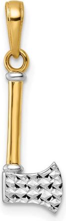 Diamond2Deal 14k Yellow Gold and White Rhodium Diamond-cut Axe Pendant