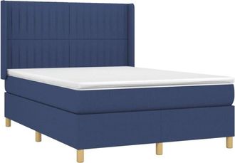 vidaXL Vidaxl - Cama Box Spring Colch&oacute;n Y Luces Led Tela Azul 140x200 Cm
