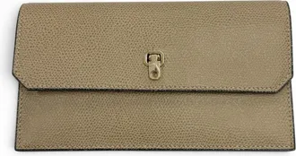 Valextra Grayish Leather Long Wallet (Bi-Fold) (Pre-Owned)