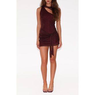 Tiger Mist Azelma Asymmetrical Minidress in Brown at Nordstrom, Size Xx-Small