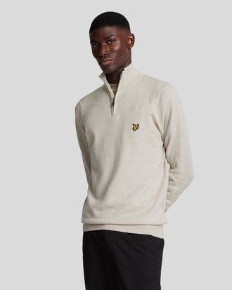 Lyle & Scott Mens Cotton Merino 1/4 Zip Jumper Grey - Size X-Large