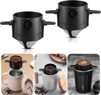 OEM Set Di 2 Filtri Da Caff&egrave; Riutilizzabili In Acciaio Inossidabile, Ideali Per Il Campeggio E La Preparazione Manuale Del Caff&egrave;, Resistenti Ed Ecologici