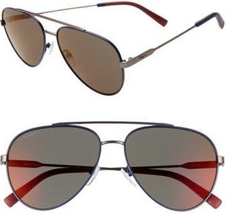 Ferragamo 59mm Aviator Sunglasses in Blue Matte Ruthenium at Nordstrom Rack