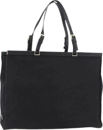 Prada Pre-owned Tote Bags, female, Black, Size: ONE SIZE Pre-owned Vintage Canvas Tote Bag
