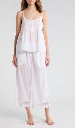 Papinelle Sleepwear Swiss Dot Crop Pajamas in White at Nordstrom, Size Xx-Large
