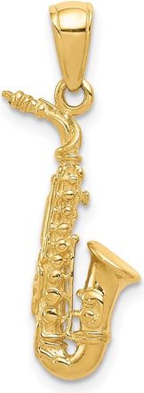 Diamond2Deal 14k Yellow Gold 3-D Saxophone Pendant