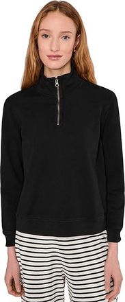 Mod-o-doc Long Sleeve Half-zip Funnel Neck Sweatshirt Womens Sweatshirt Black : LG (US 12-14), Cotton