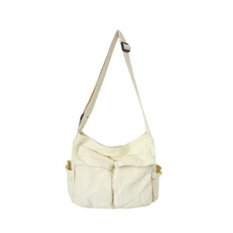 Generic Bags For Women Shoulder Ladies Handbag Solid Large Capacity Casual Canvas Female(White B)