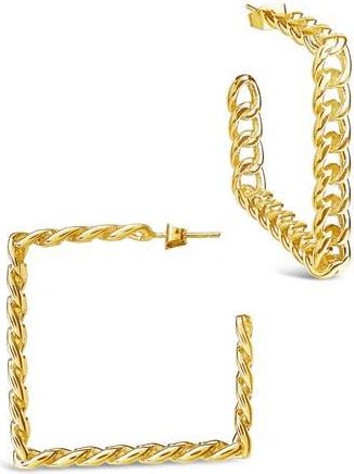 Sterling Forever Square Cuban Link Hoop Earrings in Gold at Nordstrom Rack