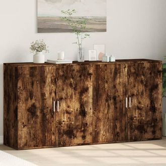 vidaXL Vidaxl - Aparadores 2 Uds Madera De Ingenier&iacute;a Roble Ahumado 79x38x80 Cm