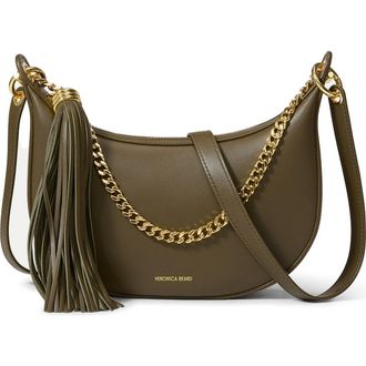 Veronica Beard Small Fortune Leather Shoulder Bag in Cypress at Nordstrom