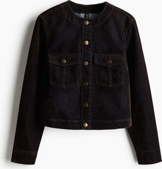H&M Beflockte Jeansjacke - Schwarz