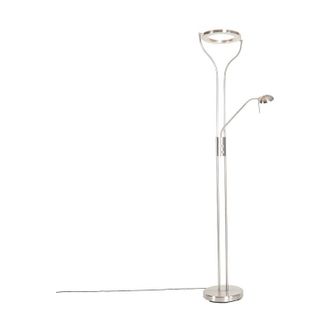 QAZQA Qazqa - Modern Floor Lamp Steel with Reading Arm Incl. led and Dimmer - Divo