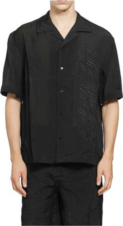 Off-white Handstyle Logo Organza Bowling Shirt - male - Off White - Short Sleeve Shirts - Black - L - Shirts