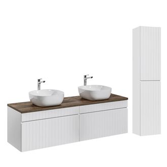 Petits Meubles Conjunto mueble lavabo doble 160cm tableros laminados blanco