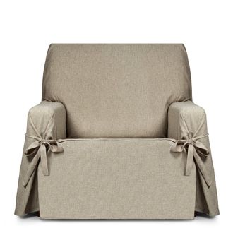 Eysa Funda de sill&oacute;n hidr&oacute;fugo 1 plaza con lazos beige 80-120 cm
