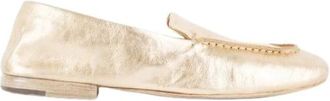Marsèll Loafers, female, Yellow, 3 UK, Golden Leather Loafers with Silver Buckle