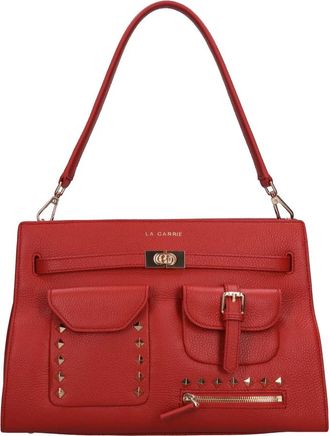La Carrie Rock Pocket Leren Tas - Dames - Schoudertassen - Rood - ONE Size - Leer - Tassen