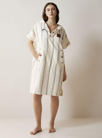 Slowtide Womens Rainbow stripe light terry poncho