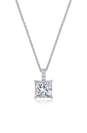 Crislu Brilliant Radiant Cut Cubic Zirconia Pendant Necklace in Platinum at Nordstrom