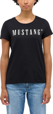 Mustang Kurzarmshirt MUSTANG Damen Style Alma, Damen, Gr. 4XL, schwarz, Jersey, 100% Baumwolle, Rundhals, Shirts Kurzarmshirt