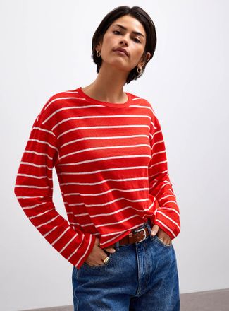 Contemporaine Womens Loose-fit pure linen T-shirt