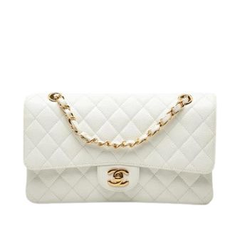 Chanel Pre-owned Classic Double Flap Shoulder Bag - Dames - Pre-owned - Wit - Maat: ONE Size Leer