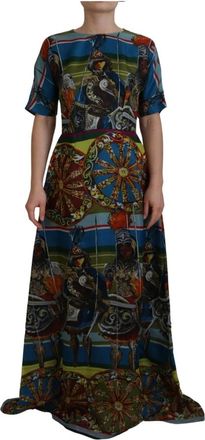 Dolce & Gabbana Multicolor Sicily Zijden Alijn Lange Jurk - Dames - Avondkleed - Veelkleurig - S - Kleedjes