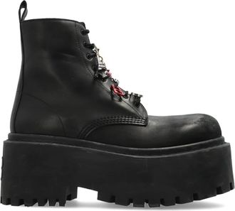 Balenciaga Lace-up Boots, female, Black, Size: 11 US Strike Leather Platform Boots