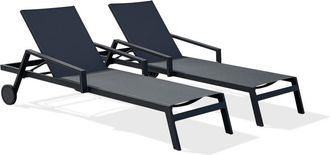 DCB Garden Lote de 2 tumbonas de aluminio y lona plastificada