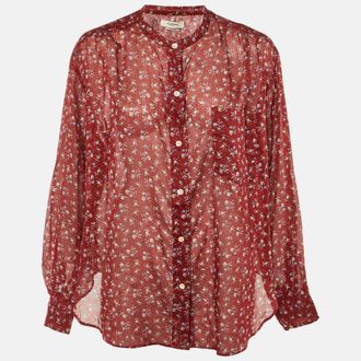 Isabel Marant Etoile Red Floral Printed Cotton Shirt